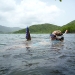 marking the site with GPS in the mangroves